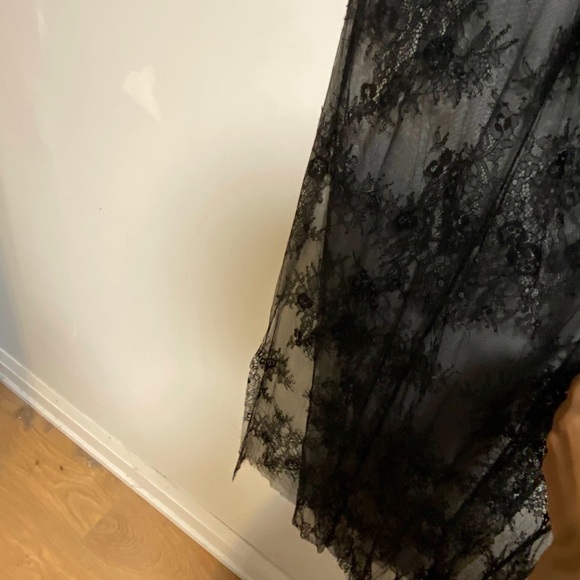 Xhilaration Black Sheer Lace Midi Dress XS Floral Mesh Overlay - Picture 8 of 10